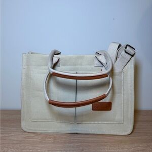 Elegant Cream and Tan Tote Bag